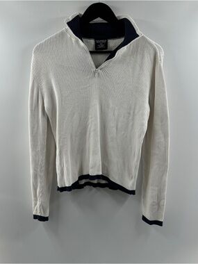 Vintage Ralph Lauren Polo Jeans Co Quarter Zip Sweater – Men’s XL White Navy